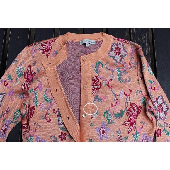 Mary Katrantzou - Button Front Floral Cardigan in a Silk Cashmere Blend, Med - Picture 12 of 12
